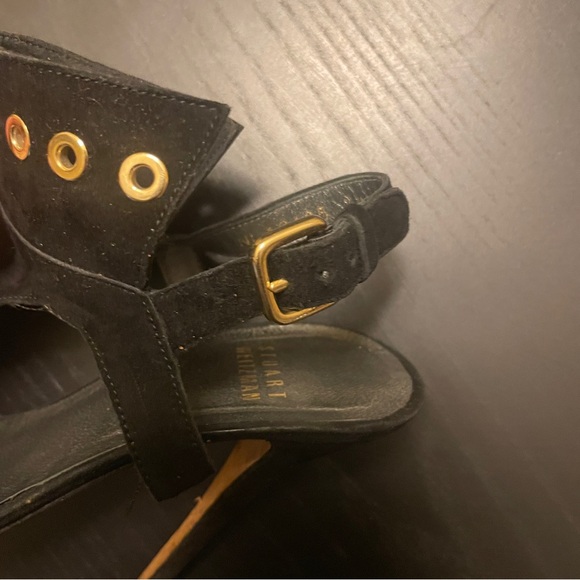Stuart Weitzman French Cuff Suede Sandals - Women 37 (6-1/2) - Black - Picture 5 of 9